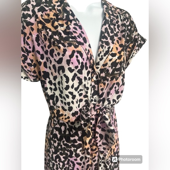 Veronica Beard Amani Watercolor Leopard short sleeve silk blend midi Dress XS/2 - Picture 7 of 12